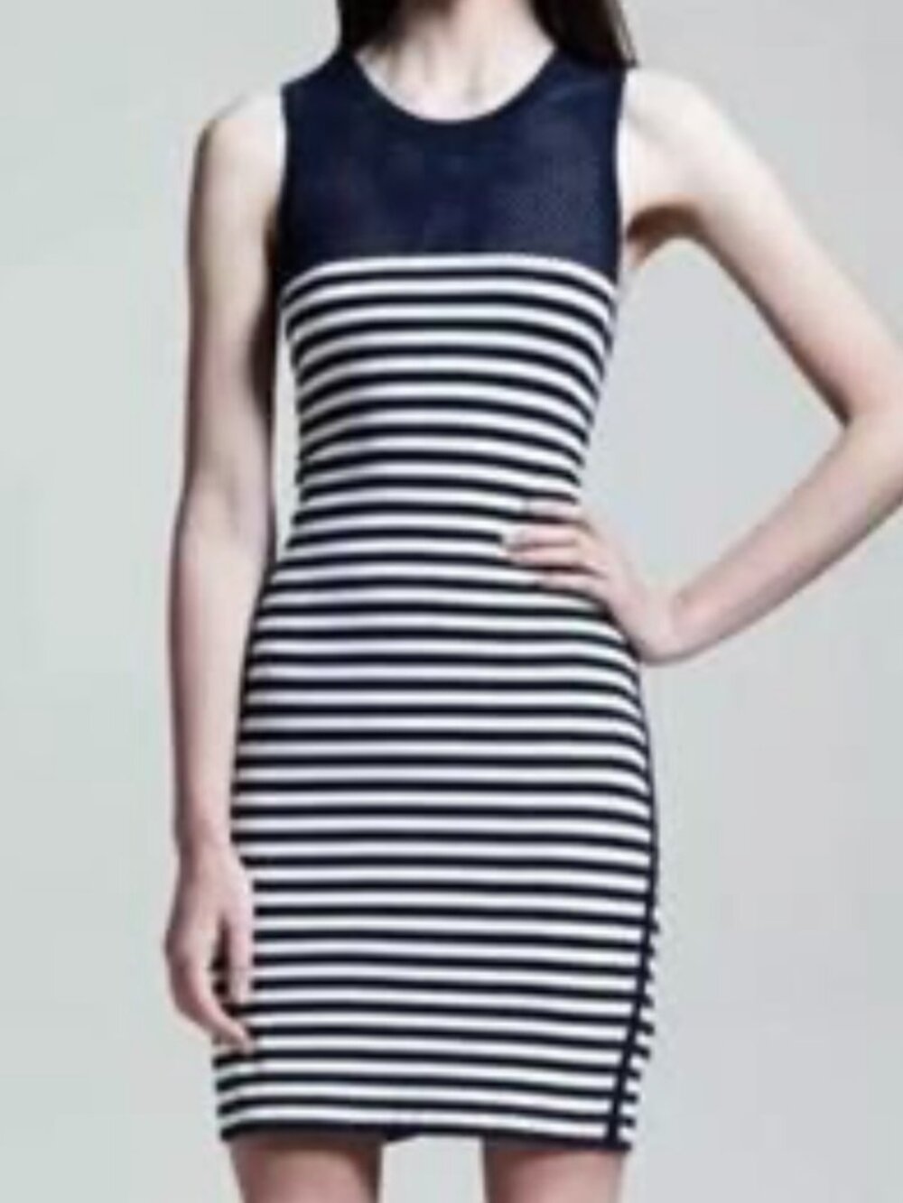 rag & bone Giselle Mesh-Inset Striped Mini-Dress